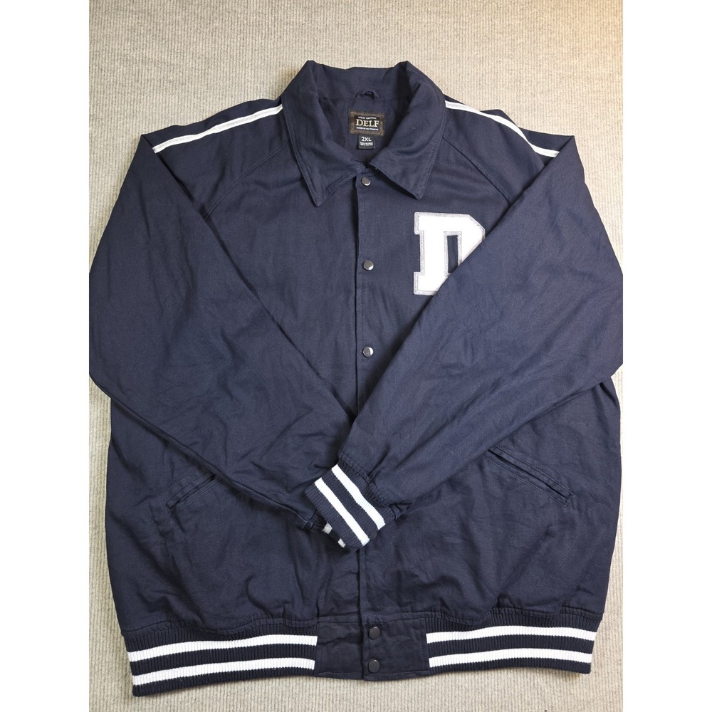 Vintage DELF  Canvas Embroidered Patch Detroit Varsity Coach Jacket 2XL